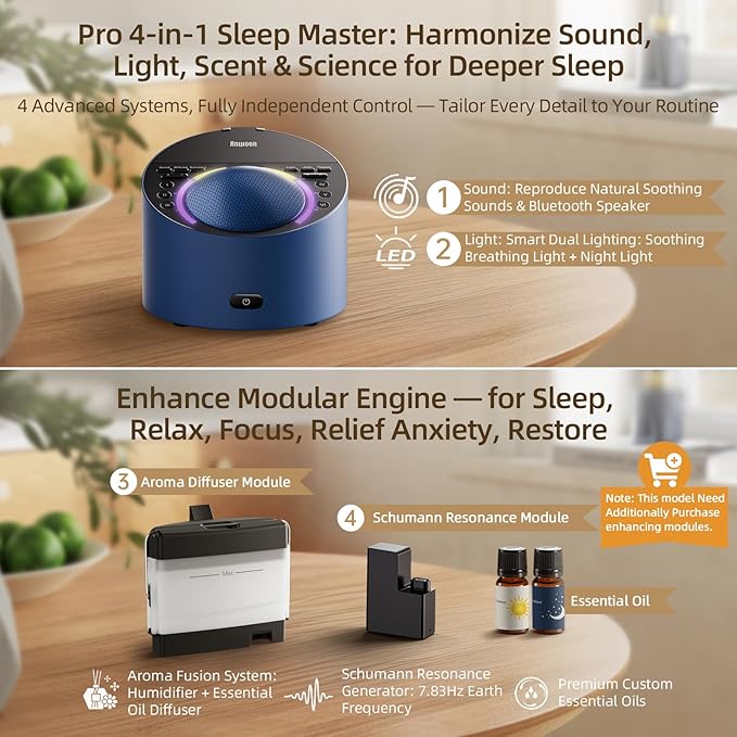 Sound Machine & Night Light, Premium Metal Shell with 3inch Speaker Loud Stereo Sound, White Noise Machine &50+ Natural Sounds |Upgradeable System for Sleep, Focus, Relaxation –Adults Kids Baby