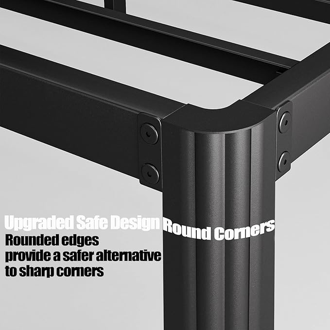Hunlostten 12" High Queen Bed Frame No Box Spring Needed, Heavy Duty Metal Platform Bed Frame Queen Size with Round Corners, Easy Assembly, Noise Free, Black