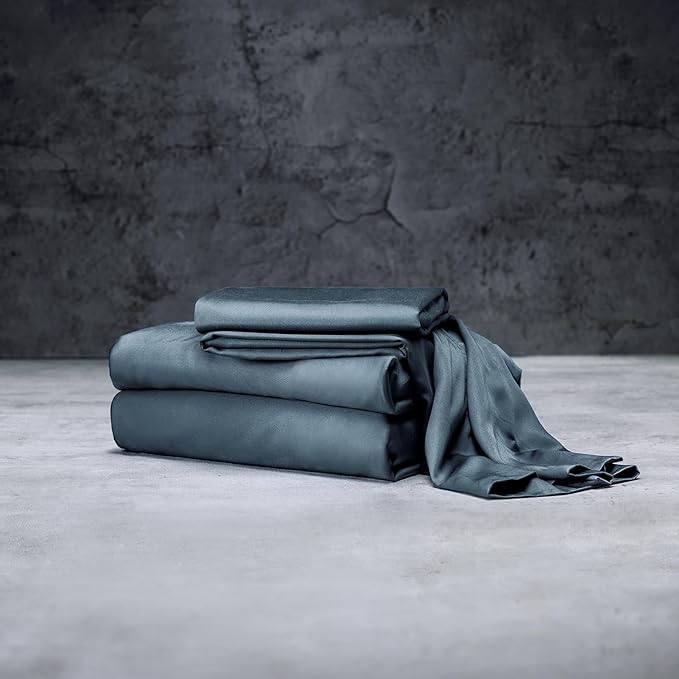 LUXOME Luxury Sheet Set | 100% Viscose from Bamboo | King Size - Ocean | Deep Pockets | 4-Piece Set (Fitted, Flat, 2 Pillowcases)