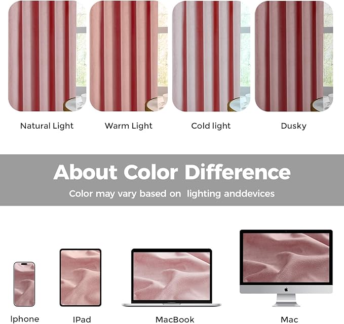 Pinch Pleated 100% Blackout Curtains for Bedroom, Pink Velvet Curtains for Living Room, Black Out Curtain 86 inch Long Room Darkening, Blackout Pinch Pleat Drapes with Hooks 2 Panels