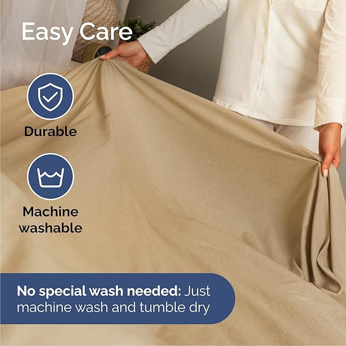 Cal King 6 Piece Sheet Set - Cooling & Breathable - Hotel Luxury Bedding, Includes Fitted Sheet for Women, Men, Kids & Teens - 1 Flat, 1 Fitted Sheet, 4 Pillowcases w/Deep Pockets - Heathered Tan