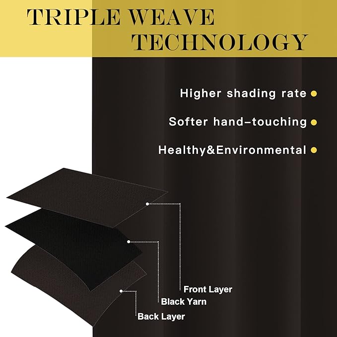 NICETOWN Blackout Room Darkening Curtain - (Toffee Brown Color) Window Treatment Panel for Home Theater, Noise Reducing Shade/Drapery, 52 inches Wide by 95 inches Long, 1 Piece