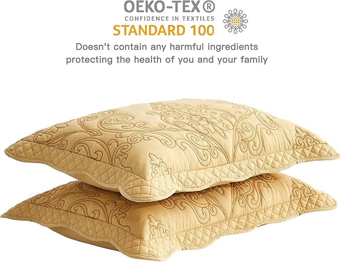 CHIXIN Microfiber Standard Pillow Shams Set of 2 - Decorative Quilted Pillow Covers - Grey - Size (20" x 26")