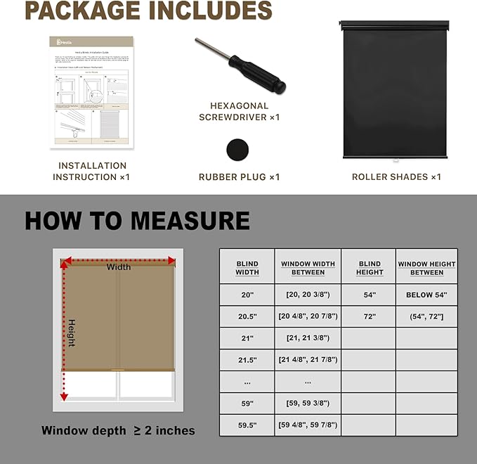 HESTIA No Drill Cordless Blackout Roller Shades Screwless Waterproof Shower Window Blinds, Auto-Retraction Easy Install Blind for Bathroom/Kitchen/Office/Exterior, Black, 58.5" W x 54" H