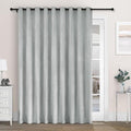 Macochico 100% Blackout Chenille Curtains for Sliding Door Thermal Insulated Noise Reducing Drapery for Living Room Bedroom Hotel, Grommet Curtains with Tieback, Medium Gray, 120" Wx96 L 1 Panel