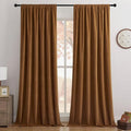 Joydeco Golden Brown 100% Blackout Curtains 120 Inch 2 Panels, Luxury Thermal Brown Velvet Curtains for Bedroom Living Room, Soundproof Blackout Window Drapes, Rod Pocket & Back Tab (52W x 120L)