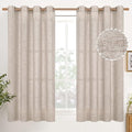 YoungsTex Natural Linen Curtains for Short Window 54 Inches Long, Textured Semi Sheer Drapes with Bronze Grommet Privacy Light Filtering for Kitchen Bathroom Bedroom, 2 Panels, 52 X 54 Inch