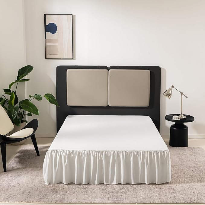 Ivory Bed Skirt Full Size Ruffled Bed Skirt with Split Corners, Full Bed Skirt 12 Inch Drop, Full Size Bed Skirt Ivory for Ruffled Bed Skirt with Split Corners, Bed Skirt Full Size