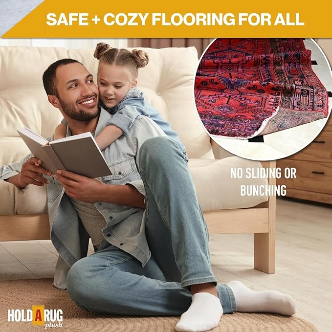 Hold-a-Rug Plush 2'6 x 16' Nonskid, Nonslip Rug Pad, Reversible Gripper, ¼ Thick, Safe for All Floors and Carpet, Keep Area Rugs Secure