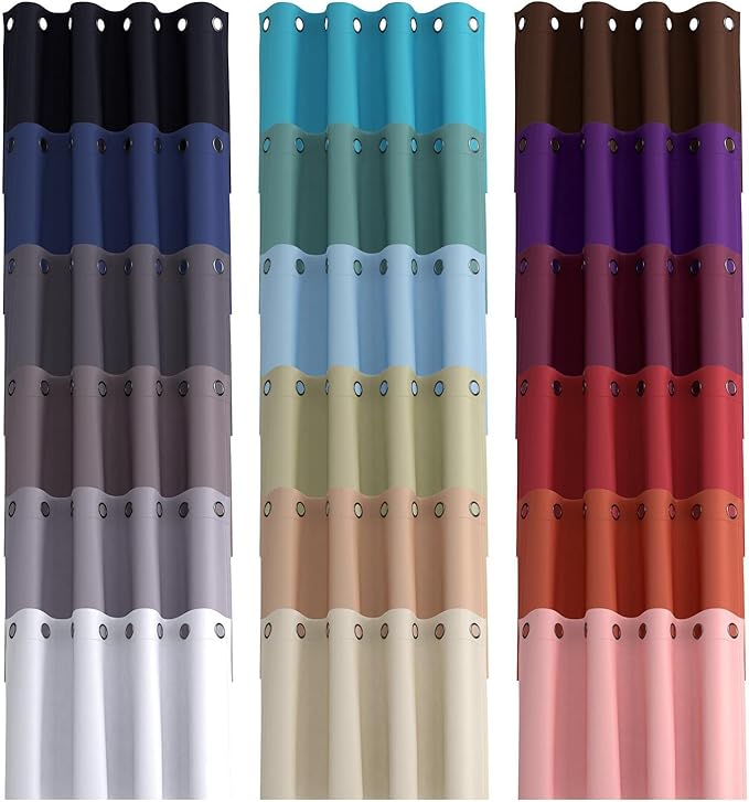 MIUCO Room Darkening Grommet Blackout Curtains for Livingroom Curtains Panels Set of 2 52x63 Inch Burgundy, Bonus 2 Tie Backs Included