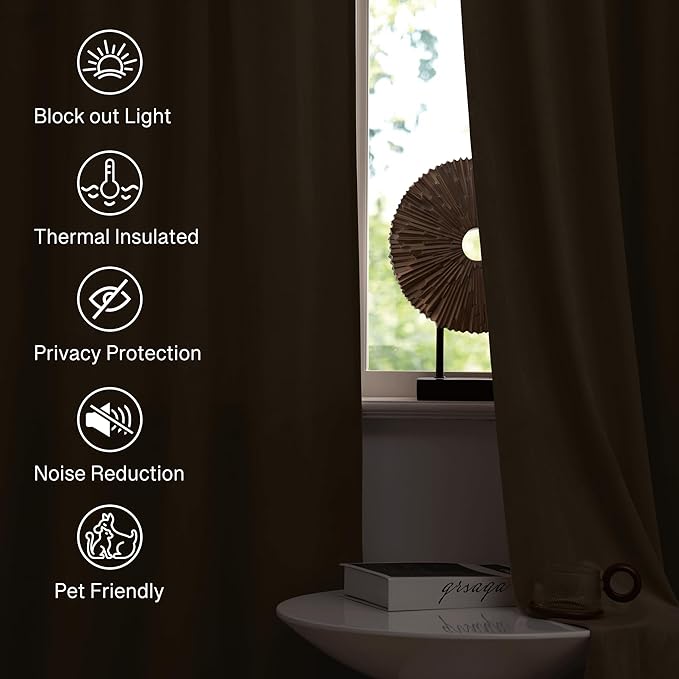 StangH Super Soft Velvet Curtains for Living Room Camel Beige 62 inches Width Room Darkening Noise Reducing Drapes for Kids Bedroom/Office/Winter Decor, W62 x L96, 2 Panels