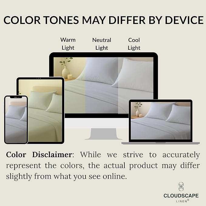 Cloud Scape Linen 100% Egyptian Cotton King Sheets Set – 400 Thread Count, 4-Piece Soft Hotel Quality Bedding Set,Deep Pockets up to 16”, Light Grey
