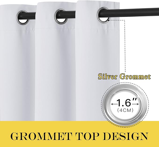 NICETOWN Greyish White Room Darkening Curtain - Window Treatment Thermal Insulated Grommet Room Darkening Curtain/Panel for Bedroom (1 Panel, 52 by 54, Greyish White)
