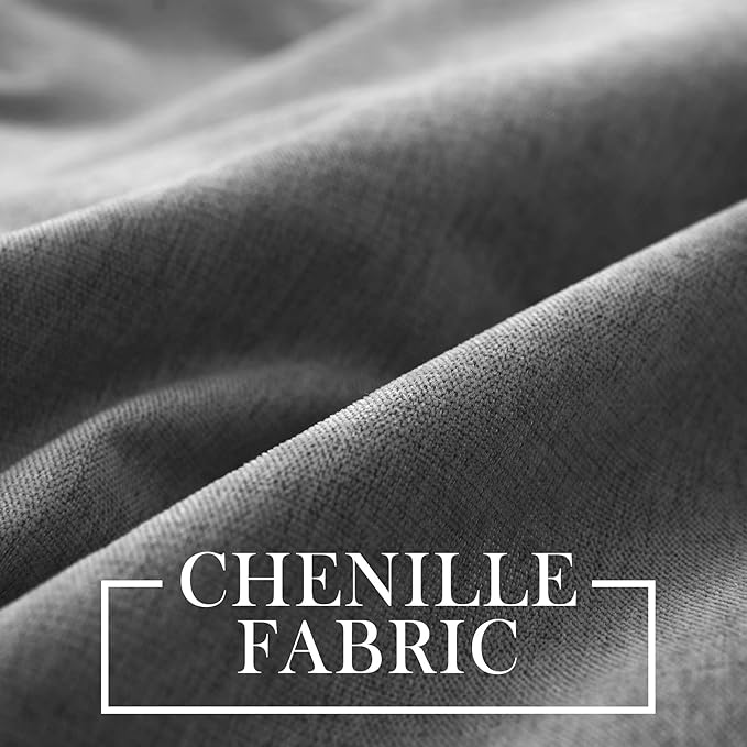 Macochico Thermal Blackout Chenille Curtains 100% Blackout Window Draperies for Living Room Bedroom Auditorium Banquet Hotel Dark Grey Curtains with Tieback Classic Home Decor 72" Wx102 L 1 Panel