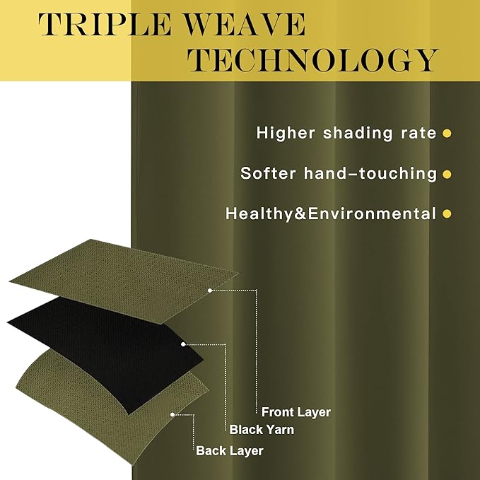NICETOWN Blackout Curtains for Sliding Glass Door Room Divider Noise Reduce Curtain Panel Portable Window Screen Sliding Partition, W100 x L102 inches, 1 Panel, Olive Green
