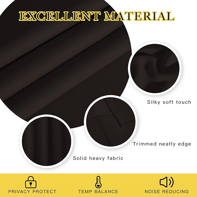 NICETOWN Toffee Brown Blackout Curtains for Bedroom 95 Inch Length - Thermal Insulated Room Darkening Privacy Grommet Window Drapes for Boys Room, Set of 1 Panel, 80 x 95 Inch
