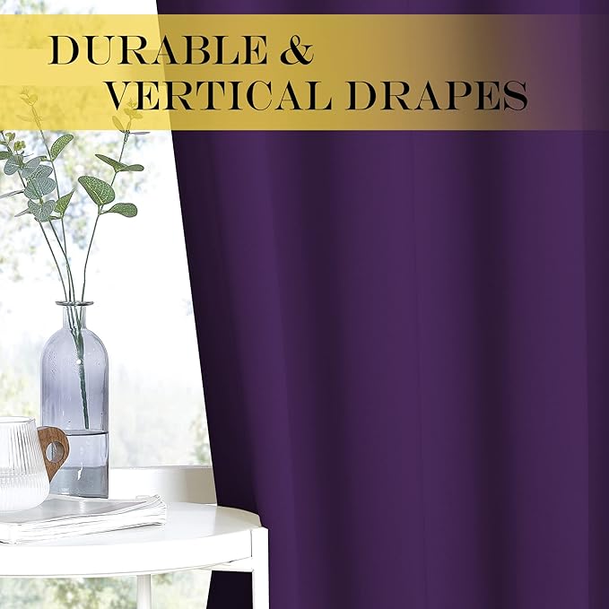 NICETOWN Blackout Blind Curtains for Windows - (Royal Purple Color) Home Fashion Thermal Insulated Room Darkening Drapery for Bedroom, 52W x 63L, Sold Individually
