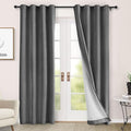 Macochico 100% Blackout Curtains Luxury Chenille Curtains for Living Room Thermal Blackout Curtains for Bedroom Hotel Banquet Classic Decor Dark Grey Curtains with Tieback 72" Wx96 L Grommet 1 Panel