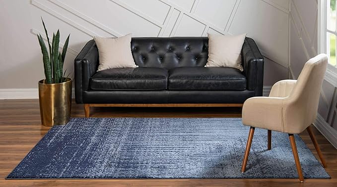 Unique Loom Del Mar Collection Area Rug - Jennifer (10' x 14' 1" Rectangle, Blue/ Navy Blue)