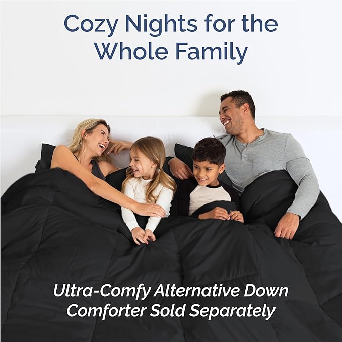 Twin XL 4 Piece Sheet Set - Cooling, Comfy & Breathable - Hotel Luxury Bedding, Includes Fitted Sheet for Women, Men, Kids and Teens - 1 Flat, 1 Fitted Sheet, 2 Pillowcases with Deep Pockets - Black