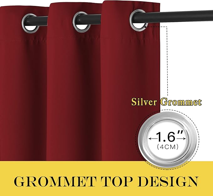 NICETOWN Blackout Curtains & Drapes - Privacy Thermal Efficiency Backdrop Curtains for Bedroom Room Divider Living Room Patio Sliding Glass Door, Wide 80 x Long 144 inch, Burgundy Red, 1 Panel