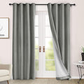 Macochico 100% Blackout Chenille Curtains Thermal Insulated Noise Reducing Velvet Draperies for Living Room Bedroom Hotel Rock Grey Blackout Curtains Grommet Top with Tieback 84" Wx84 L 1 Panel