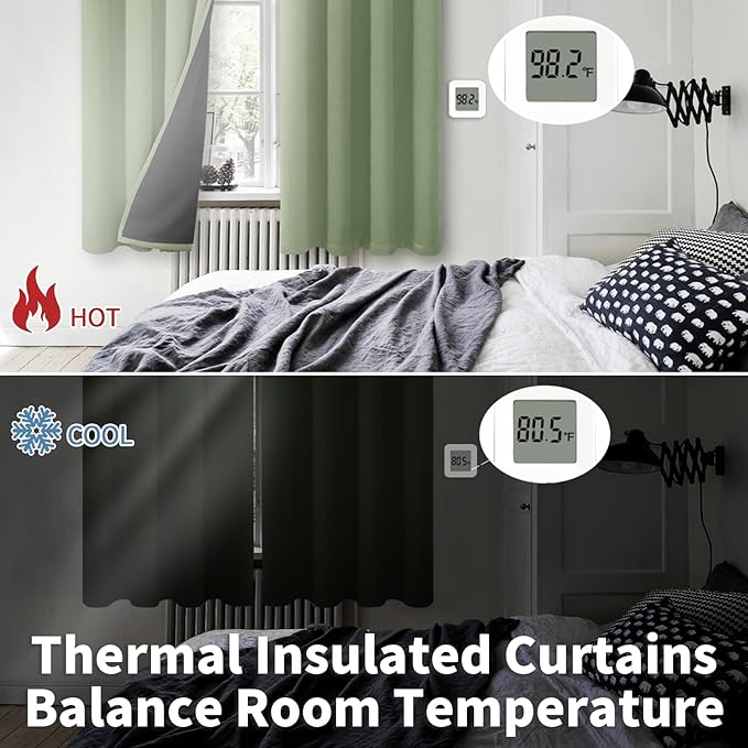 BGment Grass Green Blackout Curtains for Bedroom Spring Curtains for Living Room 63 Inch Length 2 Panels Set, Thermal Insulated Full Room Darkening Soundproof Grommet Drapes (42 x 63 Inch, 2 Panels)