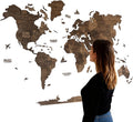 Handmade 3D Wood World Map Wall Art Large Wall Decor Track Your World Travels - Special for Home, Kitchen and Office (Medium, Walnut)