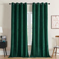 Joydeco Dark Green Velvet Curtains 96 Inches Long, Luxury Grommet Blackout Curtain 2 Panels, Thermal Insulated Privacy Room Darkening Window Drapes for Bedroom Living Room Home Theatre (52Wx96L)