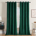 Joydeco Dark Green Velvet Curtains 63 Inches Long, Luxury Grommet Blackout Curtain 2 Panels, Thermal Insulated Privacy Room Darkening Window Drapes for Bedroom Living Room Home Theatre (52Wx63L)