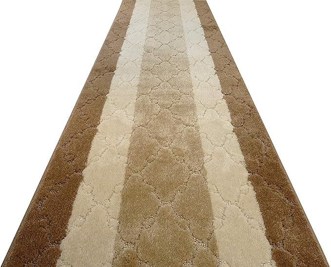 Custom Length Hallway Runner Rug,Slip Resistant,Trellis Beige, 26 Inch X 4 feet, Doormat, Sold and Priced Per Foot