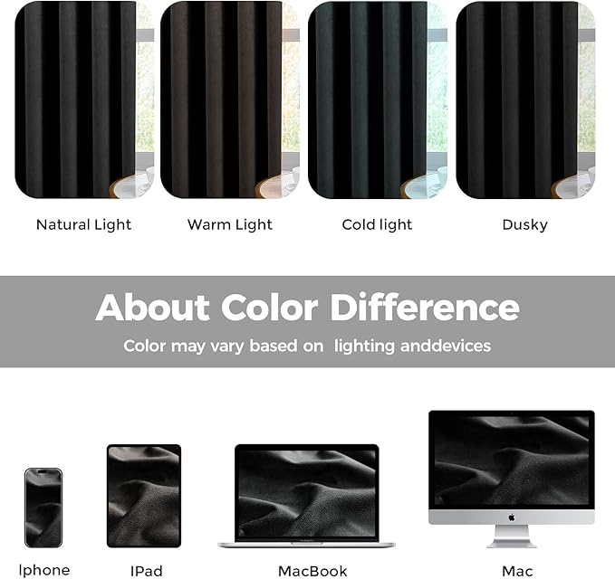 Pinch Pleated 100% Blackout Curtains for Bedroom, Black Velvet Curtains for Living Room, Black Out Curtain 90 inch Long Room Darkening, Blackout Pinch Pleat Drapes with Hooks 2 Panels