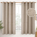 YoungsTex Oatmeal Short Linen Curtains 45 Inch Length for Kitchen Bathroom Window, Burlap Semi Sheer Drapes with Bronze Grommet Light Filtering for Cafe Bedroom, 52 x 45 Inch, 2 Panels