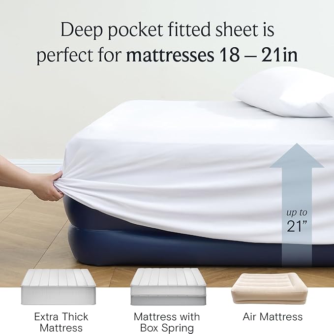 LuxClub Twin XL Sheets - Soft Kids Twin Bed Sheets for Boys and Girls, 4 PC Deep Pockets 18" Wrinkle Free Kids Fitted Sheets Machine Washable Hotel Bedding Silky Soft- White Twin XL