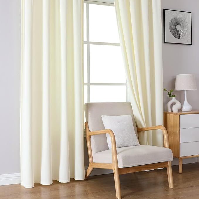 Joydeco White Velvet Curtains 120 inch Length 2 Panels, Luxury Blackout Rod Pocket Thermal Insulated Window Curtains, Super Soft Room Darkening Drapes for Living Dining Room Bedroom,W52 x L120 inches