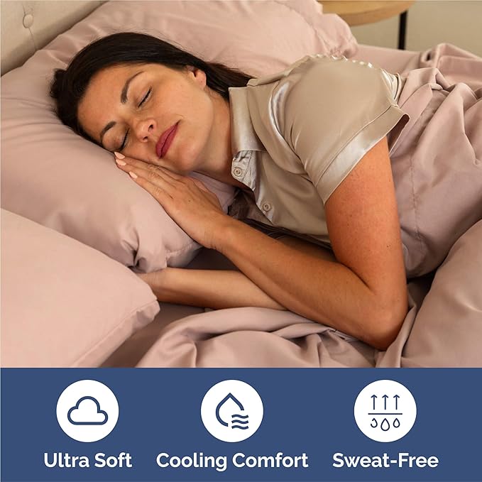 Twin XL 4 Piece Sheet Set - Cooling, Comfy & Breathable - Hotel Luxury Bedding, Includes Fitted Sheet for Women, Men, Kids and Teens - 1 Flat, 1 Fitted Sheet, 2 Pillowcases with Deep Pockets - Mauve