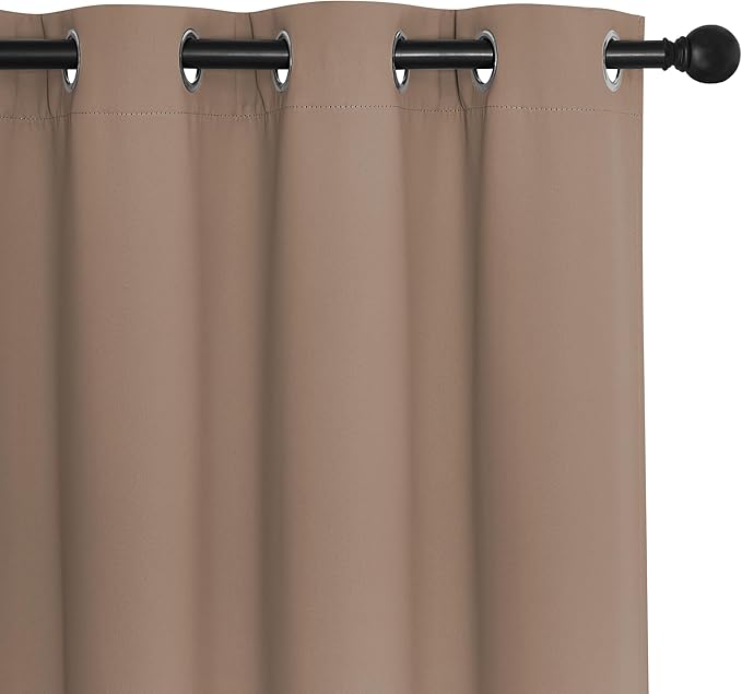 NICETOWN Sliding Door Window Treatment Blackout Patio Door Curtain Panels, Privacy Thermal Drapes for Bedroom Living Room Department with Grommet Top (Cappuccino, W66 x L110)