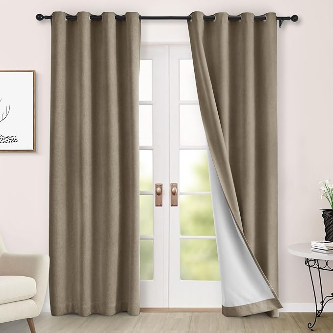 Macochico Full Blackout Curtains 84 Inches Long Insulated Noise Reducing Chenille Curtains for Living Room Bedroom Nursery Auditorium Palm Curtains with Tieback Grommet 72" Wx84 L 1 Panel