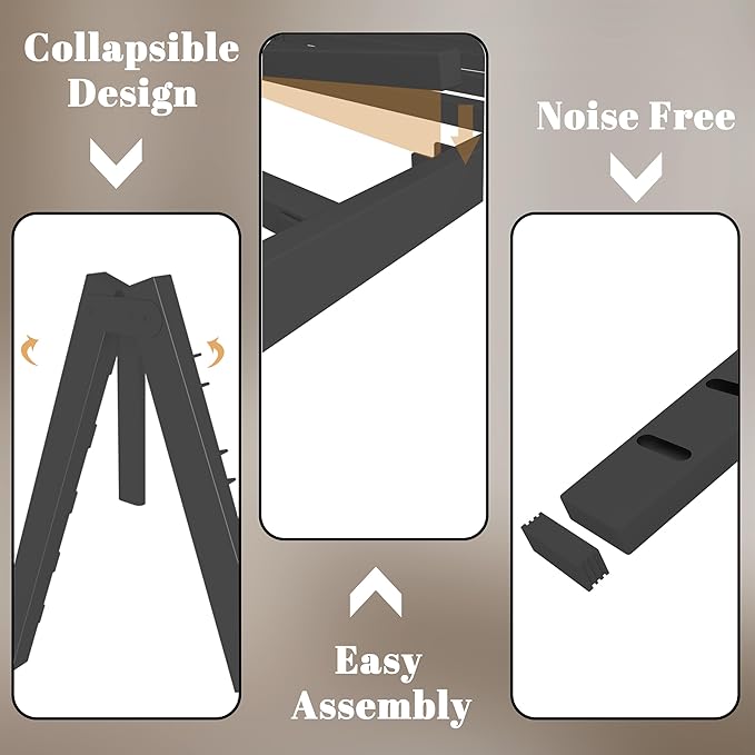 6 Inch Full Size Bed Frame with Metal Gaskets, Black Full Bed Frame No Box Spring Need, Heavy Duty Steel Platform Support, Reserved Holes, Round Corner Legs, Easy Assembly, Noiseless