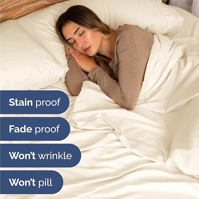 Split King 7 Piece Sheet Set - Cooling & Breathable - Hotel Luxury Bedding, Includes Fitted Sheets for Women, Men, Kids & Teens - 1 Flat, 2 Fitted Sheets, 4 Pillowcases with Deep Pockets - Off White