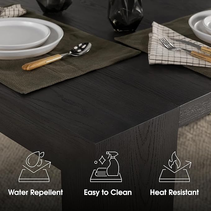 Transformer Table - Solid Wood Extendable Dining Table, Seats 2-12, Extendable Dining Room Table, Space-Saving Furniture, Expandable Dining Furniture (Black, Table + Bench)