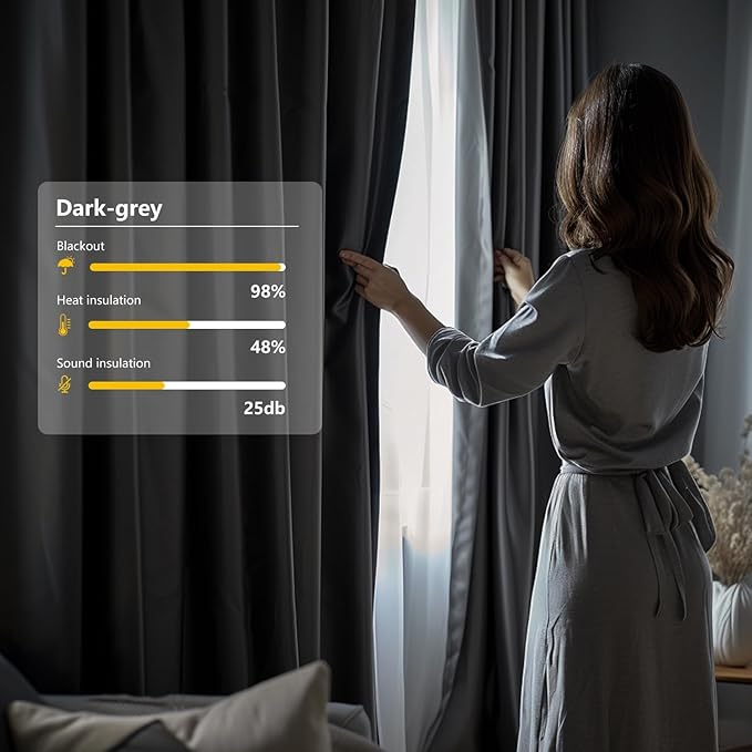 Room Divider Blackout Curtain Track Curtains Wall Dividers Panels Screen for Living Rooms Bedroom Office Privacy Partition Separation, W150 × L96 Inch,1 Panel, Grey