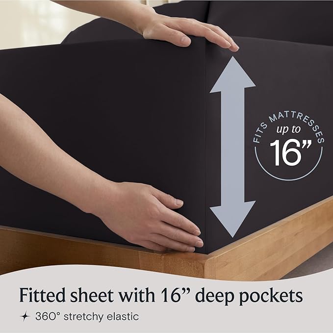 LuxClub 3 PC Twin Sheet Set, Deep Pockets Wrinkle Free Cooling Bed Sheets Hotel Bedding for Women, Men, Kids & Teens, Includes 1 Fitted Sheet, 1 Flat Sheet and 1 Pillowcase-Silky Soft Black