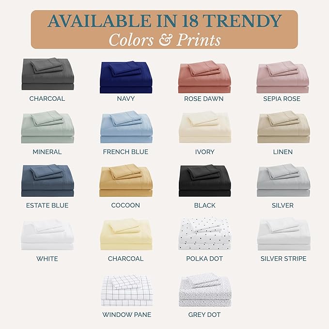 Casa Platino Queen Size Bed Sheets, Pre-Washed Microfiber Sheet Set, Ultra Soft & Cooling Bed Sheets with Deep Pockets up to 15", Cozy Hotel Quality Bedding for Queen Mattress – Charcoal