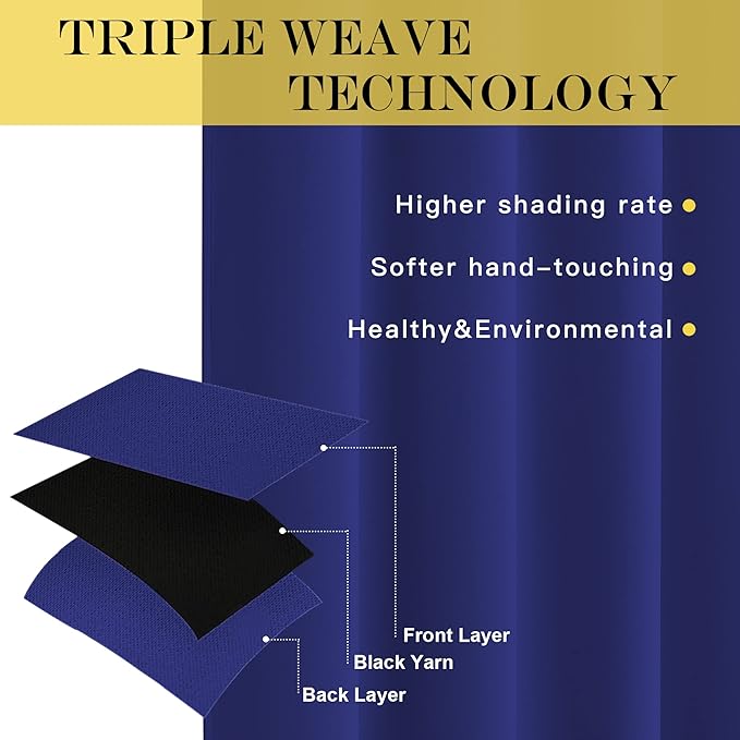 NICETOWN Blackout Curtain for Sliding Door - Patio Door Curtains, Thermal Insulated Wide Drapes/Draperies for Bedroom (Dark Blue, 100 by 84-Inch)