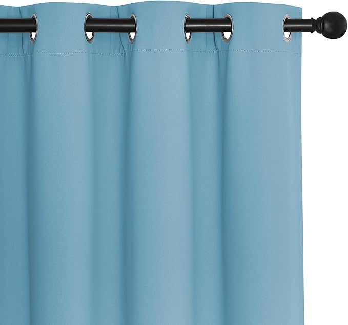 NICETOWN Blackout Sliding Glass Door Curtains, Room Darkening Thermal Insulated Curtains for Living Room Bedroom, Extra Wide Window Drapes, 1 Panel, W80 x L118, Teal Blue