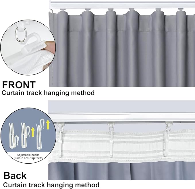 Room Divider Blackout Curtain Track Curtains Wall Dividers Panels Screen for Living Rooms Bedroom Office Privacy Partition Separation, W120 × L108 Inch,1 Panel, Light Grey