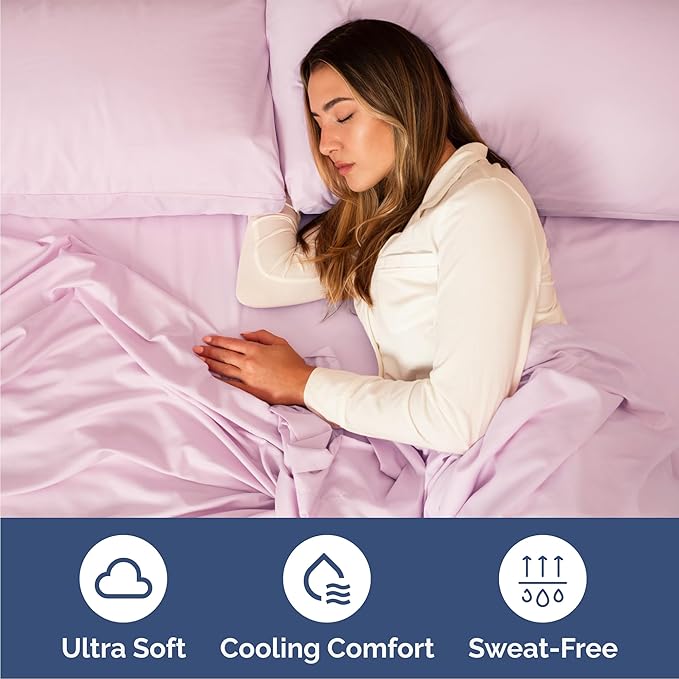 Queen 6 Piece Sheet Set - Cooling, Comfy & Breathable - Hotel Luxury Bedding, Includes Fitted Sheet for Women, Men, Kids & Teens - 1 Flat, 1 Fitted Sheet, 4 Pillowcases with Deep Pockets - Light Pink