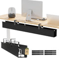 [Upgraded] 42" Under Desk Cable Management Tray, Orapoke Cable Management Under Desk No Drill, Large Fabric Cord Hider for Wire Organization, Cord Organizer Supports Up to 30lbs for Office, Home