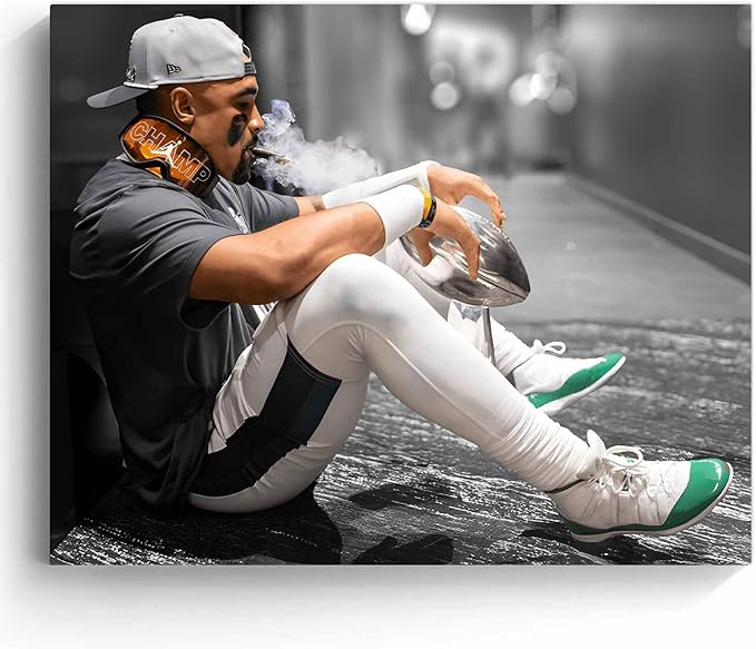 B.B.F MAKE 2025 Super Canvas Bowl Wall Art Champions Eagles Poster Print Philadelphia Hurts Painting Canvas Wall Decor Sports Star Picture Modern Bedroom Living Room Home Decoration, Framed 8x10inch